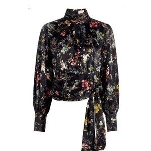 $395 Cinq a Sept Jacqueline Floral Silk Top Size S
